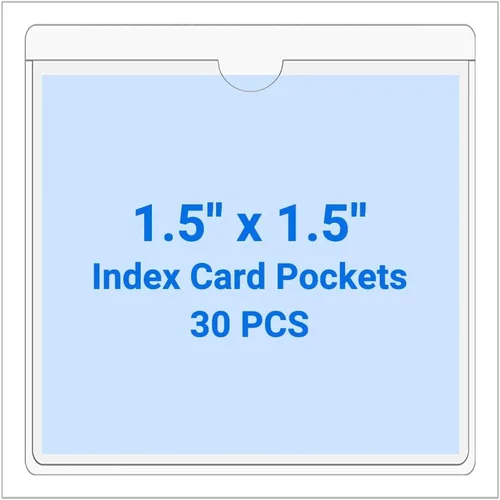 Vista 31 de 30 PCS Clear Self Adhesive Plastic Label Pockets, Top Loading Business & Library Index Card Holders, Peel and Stick Sleeves for Storage Bins, Totes