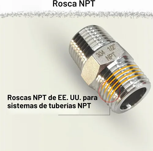 Vista 5 de 1" Tetina macho hexagonal, accesorios de tubería de acero inoxidable 304, adaptador de tubería roscada NPT de 1 pulgada, conectores de tetinas