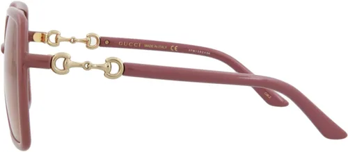 Vista 3 de Gucci Gafas de sol cuadradas para mujer, marco de inyección rosa, lentes sólidas naranjas, 2.126 in de ancho de lente, gafas de diseñador fabricadas