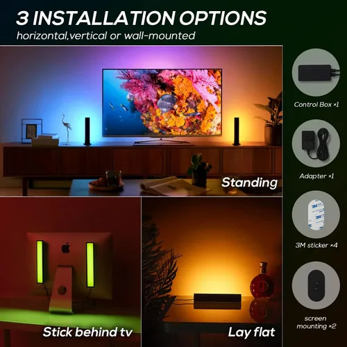 Vista 7 de GOOZY 2 barras de luz RGB inteligentes lámpara LED con múltiples efectos de iluminación y modos de música para juegos luz de estado de ánimo PC