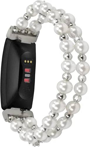 Vista 2 de Compatible con Fitbit Inspire HR/Inspire 2 & Inspire Bandas para mujer, elástica hecha a mano, pulsera de perlas de moda para Inspire Hr/Inspire 2