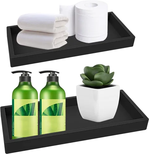 Vista 8 de 2 bandejas de silicona para tocador de baño, bandeja rectangular para encimera de baño, 7.87 x 3.93 pulgadas, bandeja de tocador de perfume