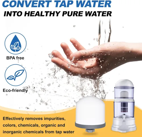 Vista 6 de Paquete de 2 filtros de agua de cúpula de cerámica de repuesto de 0.2 a 0.5 micras para sistema portátil de purificación de agua de encimera