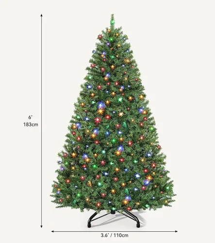Vista 2 de DWVO Árbol de Navidad artificial preiluminado de 6 pies, verde, 1000 puntas