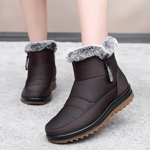 Vista 3 de YHIWU Botas vaqueras para mujer, botas de invierno con tacón plano, antideslizantes, impermeables, para entrenamiento, a la moda, cálidas botas