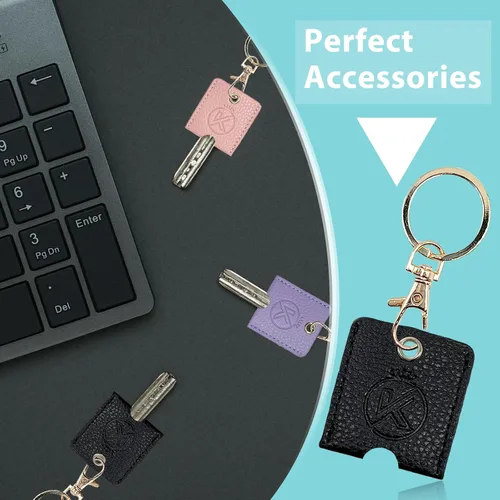 Vista 3 de KRSURERICHER Funda de cuero suave para llaves, 3 piezas de llavero protector para llaves rotas, llaves de coche