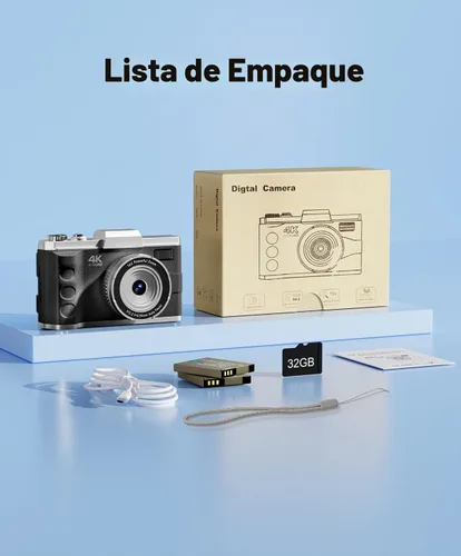 Vista 9 de Cámara digital 4K para fotografía, enfoque automático de 64 MP para video de YouTube, cámaras traseras y frontales, cámara compacta antivibración