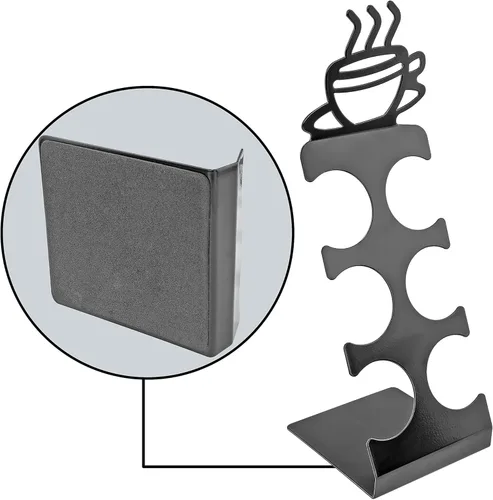 Vista 5 de Soporte para cápsulas de café para encimera, soporte de 6 ranuras K-Cup para espacios pequeños, almacenamiento compacto, soporte de metal