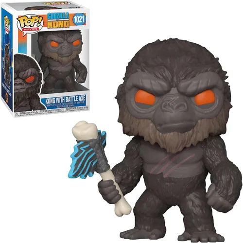 Vista 2 de POP Godzilla vs Kong - King Kong con hacha de batalla Funko Pop! Figura de vinilo (paquete con funda protectora compatible con Pop Box), multicolor