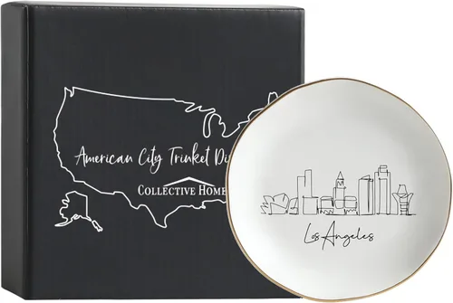 Vista 2 de COLLECTIVE HOME - Plato de joyería Skyline, plato de cerámica para baratijas, bandeja de joyería de paisaje, placa decorativa de vista de la ciudad