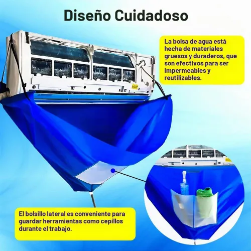 Vista 6 de Bolsa de limpieza de aire acondicionado con varillas de soporte, kit de cubierta mini dividida, cubierta de limpieza de aire acondicionado