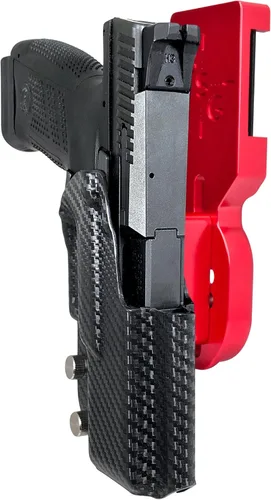 Vista 12 de Black Scorpion Outdoor Gear Funda de competición profesional resistente OWB Kydex compatible con CZ P-10 C 3Gun IPSC USPSA aprobado negro / negro