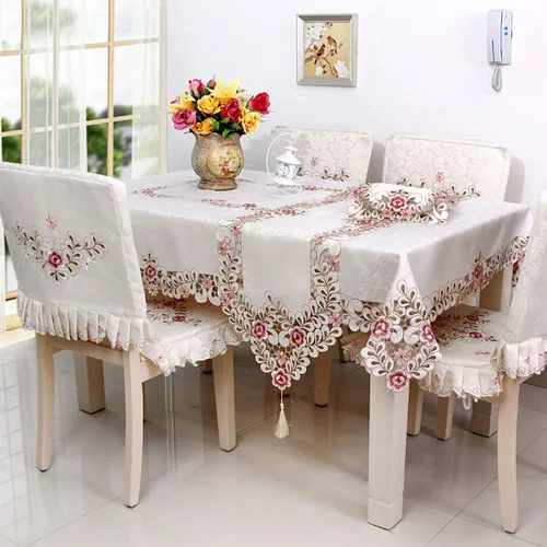 Vista 5 de LeLehome - Mantel de encaje bordado con flores color café
