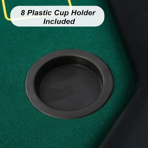 Vista 5 de Mesa de póquer plegable, mesa de cartas octágono con soporte para tazas, mesa de ocio de casino, mesa de póquer Texas Hold 'Em plegable para juego
