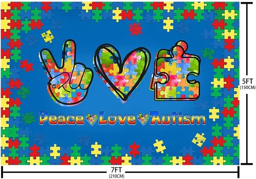 Vista 5 de AIBIIN Telón de fondo de cabina de fotos para concienciación sobre el autismo de 7 x 5 pies, apoyo inspirador para el autismo, decoración de abril