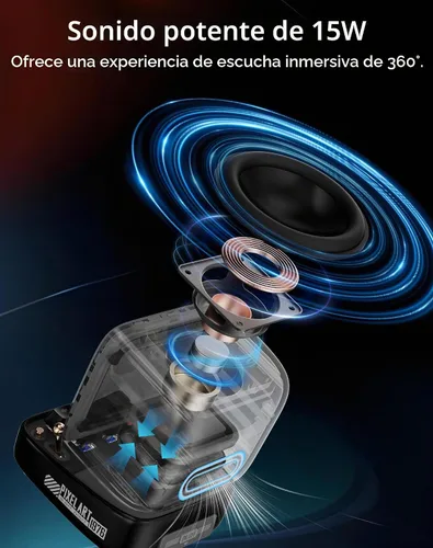 Vista 3 de Divoom Ditoo - Altavoz Bluetooth retro de arte pixelado con pantalla frontal de 16X16 LED controlada por aplicación (color negro)