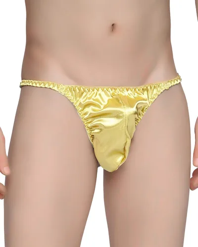 Vista 2 de Satini Ropa interior de satén para hombre bragas de bikini tanga