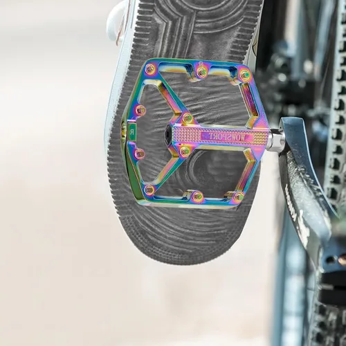 Vista 7 de WOWSPORT Pedales MTB Pedales de bicicleta de montaña Pedales planos y ligeros con clavos antideslizantes para Road Mountain BMX MTB Bike