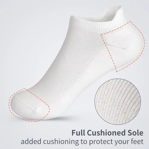 Vista 2 de FGZ Calcetines invisibles para mujeres y hombres, calcetines bajos con lengüeta en el talón, atléticos, correr, antideslizantes, 5 pares