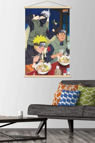Vista 2 de Trends International Naruto Shippuden - Póster de pared de alimentos, 22.375 x 34 pulgadas, paquete de impresión premium y colgador de madera de haya