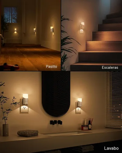 Vista 6 de Lyridz - Luz nocturna LED enchufable con sensor de movimiento de 360°, luces nocturnas regulables de 1 a 150 lúmenes para interiores para baño