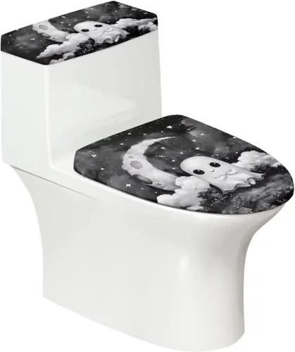 Vista 16 de Funda de asiento de inodoro de mármol blanco dorado para baño, cubierta de tapa de tanque de inodoro suave, 2 piezas, fundas de inodoro con tela