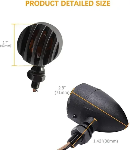 Vista 4 de DREAMIZER Señales de giro universales para motocicleta, luz indicadora de conducción negra, lámpara de freno para motos de motor y ATV - luz ámbar