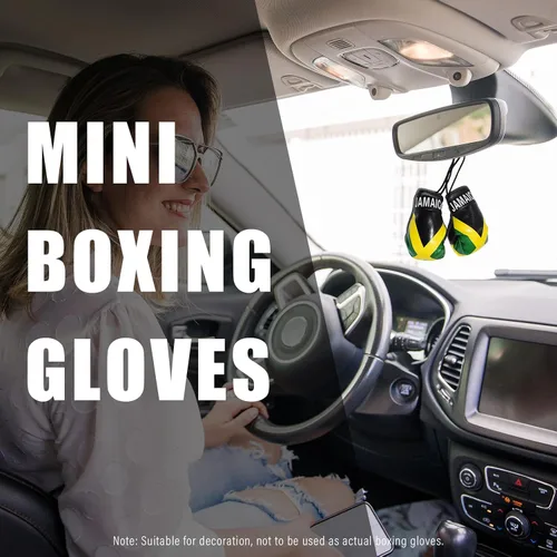 Vista 4 de Kewucn 1 par de mini guantes de boxeo para espejo de automóvil, guantes de perforación en miniatura, adorno de Navidad, decoración colgante