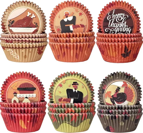 Vista 8 de qiqee 6 Designs Cupcake Liners, 300 unidades, tamaño estándar