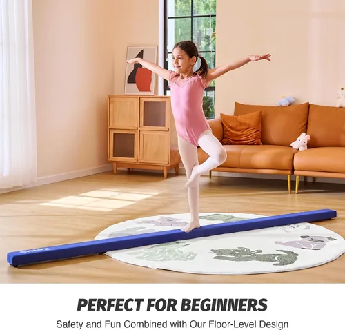 Vista 5 de ZELUS Viga de Equilibrio de Gimnasia Plegable de 8', Viga de Equilibrio de Suelo con Asas de Transporte, Base Antideslizante para Niños