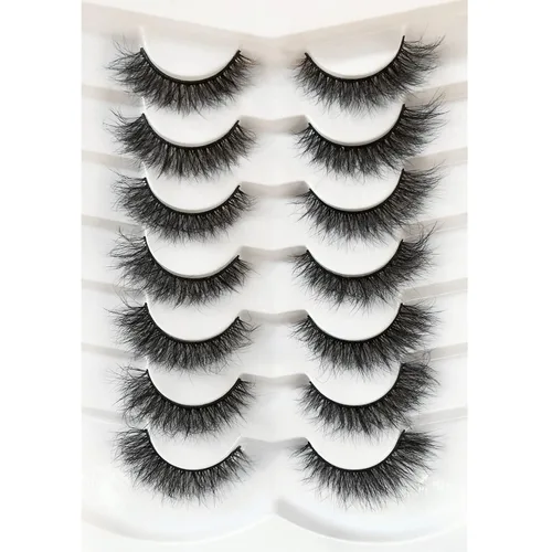 Vista 71 de Pooplunch - Pestañas postizas estilo ojo de gato, extensión de volumen 8D natural, finas, cortas, de visón sintético, tiras de pestañas postizas