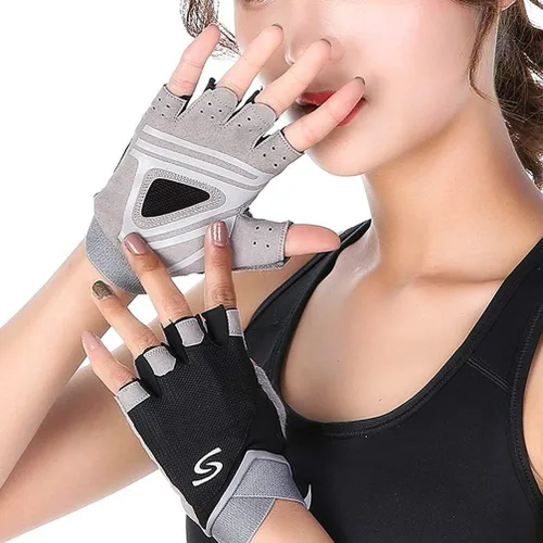 Vista 6 de Luwint Guantes de yoga sin dedos para mujer, antideslizantes, acolchados, para pilates, fitness, entrenamiento, entrenamiento, ejercicio, accesorios