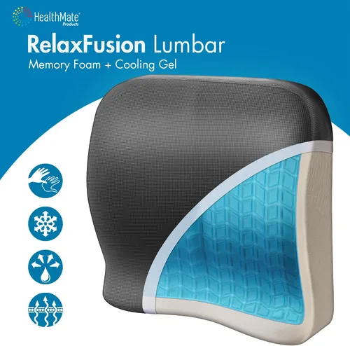 Vista 3 de Wagan IN9112 Relax Fusion - Cojín lumbar de espuma viscoelástica y gel para asiento