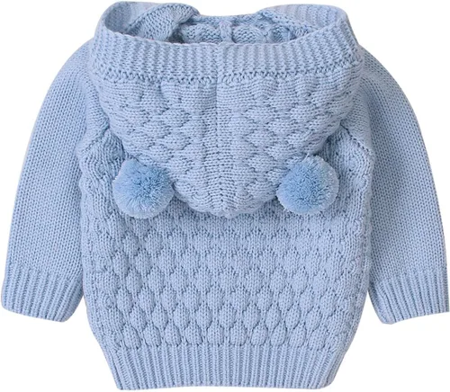 Vista 5 de Suéter de manga larga con capucha y botones al frente para bebés y niñas