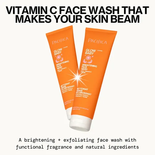 Vista 4 de Pacifica Dúo de lavado facial – Limpiador iluminador con vitamina C Glow Baby + limpiador suave de espuma de mar, juego de lavado facial exfoliante