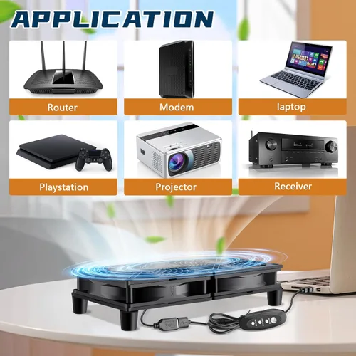 Vista 3 de Caja de PC de computadora de 9.449 in Ventilador alimentado por USB de 5 V con controlador de velocidad variable para router WiFi módem gabinete