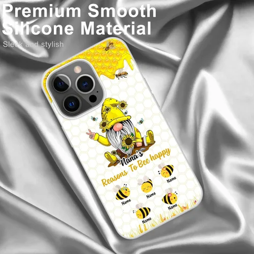 Vista 3 de Carcasas para iPhone 16, 15, 14, 13, 12, 11, Pro, Max, Galaxy S25, S24, S23, S22, S21, S20, FE Plus, A16, A15, A14, A54, con nombre de abeja