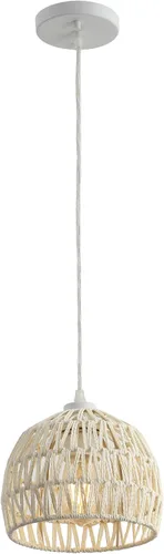 Vista 17 de JONATHAN Y Lámpara colgante LED de cuerda tejida bohemia moderna gris de 8.25 pulgadas, lámpara de techo de cúpula ajustable para isla de cocina