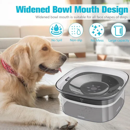 Vista 5 de UPSKY - Cuenco de agua para perros de 70 onzas, comedero lento sin derrames para bebedor desordenado Large Capacity, Spill Proof, Prevent Pet