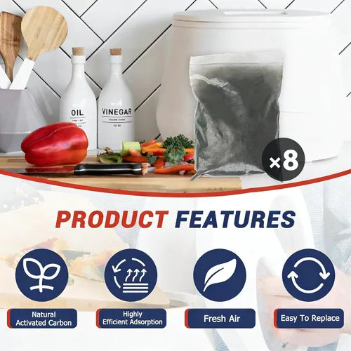Vista 3 de Paquete de 8 recambios de filtro absorbente de olores para compostador de cocina Lomi, filtros de carbón activado de repuesto, compatibles con Lomi