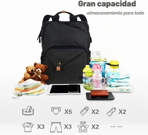 Vista 2 de Pañalera tipo mochila Gris oscuro