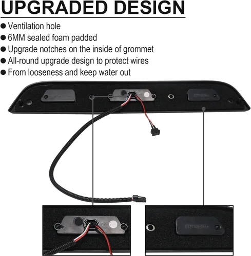Vista 6 de Tercera luz de freno LED de lente ahumada compatible con F150 2015-2024, F250/F350/F450/F550 2017-2024, Ranger 2019-2024, 3ª lámpara de parada