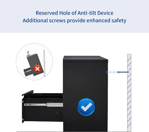 Vista 6 de Archivador de 2 cajones, archivador lateral negro con cerradura, archivador de metal con cerradura para oficina en casa, archivadores de oficina