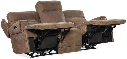 Vista 4 de Hooker Furniture Wheeler Sofá eléctrico de cuero con reposacabezas eléctrico en marrón