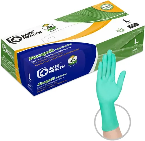 Vista 7 de Safe Health Aloegenii - Guantes desechables de vinilo verde HD, revestimiento de aloe vera, 5.5 mil, caja de 1000, medianos, sin látex, sin polvo