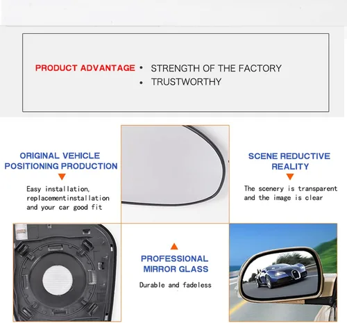 Vista 6 de Vidrio de espejo calefaccionado para automóvil con luz de advertencia de punto ciego, para Toyota LAND CRUISER 300 LC300 2022