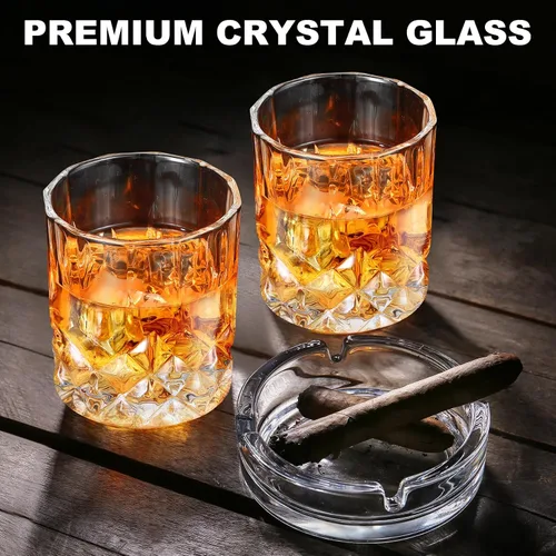 Vista 5 de Yaomiao 12 piezas de vasos de whisky de estilo antiguo de 7 oz con base pesada, vasos de bourbon de vidrio para cócteles, vasos de rocas