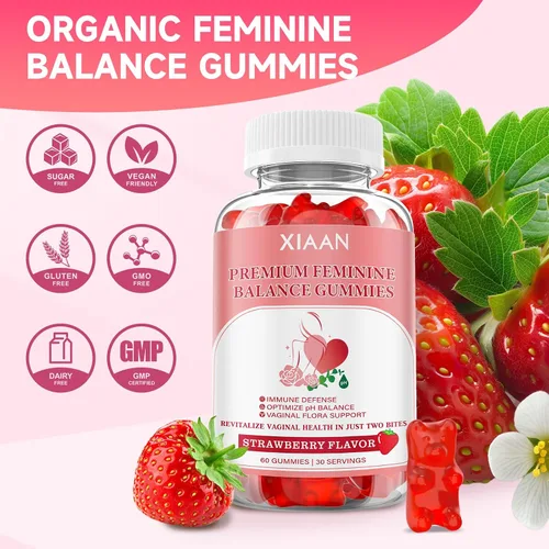Vista 6 de Gomitas de equilibrio femenino para mujer, gomitas premium de equilibrio femenino que apoyan el equilibrio del pH y la salud vaginal, veganas, sin