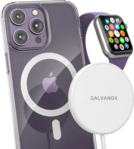 Vista 7 de Galvanox Reloj + cargador inalámbrico magnético para iPhone (compatible con MagSafe) carga Apple Watch Series 4/5/6/7/8 y iPhone 15/15 Pro Max, 14