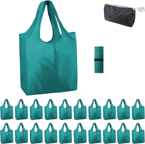 Vista 31 de BeeGreen Bolsas de comestibles reutilizables de Navidad con bolsa de almacenamiento con cremallera, paquete de 10 bolsas de compras reutilizables a